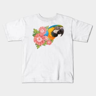 Blue and yellow macaw Kids T-Shirt